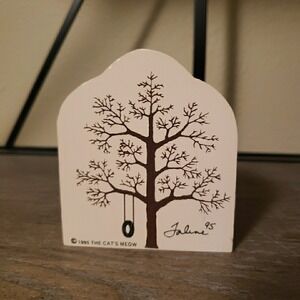 Vintage 90s 1995 Cats Meow Faline Wooden Cat Tree Tire Swing Painted Decoration‎